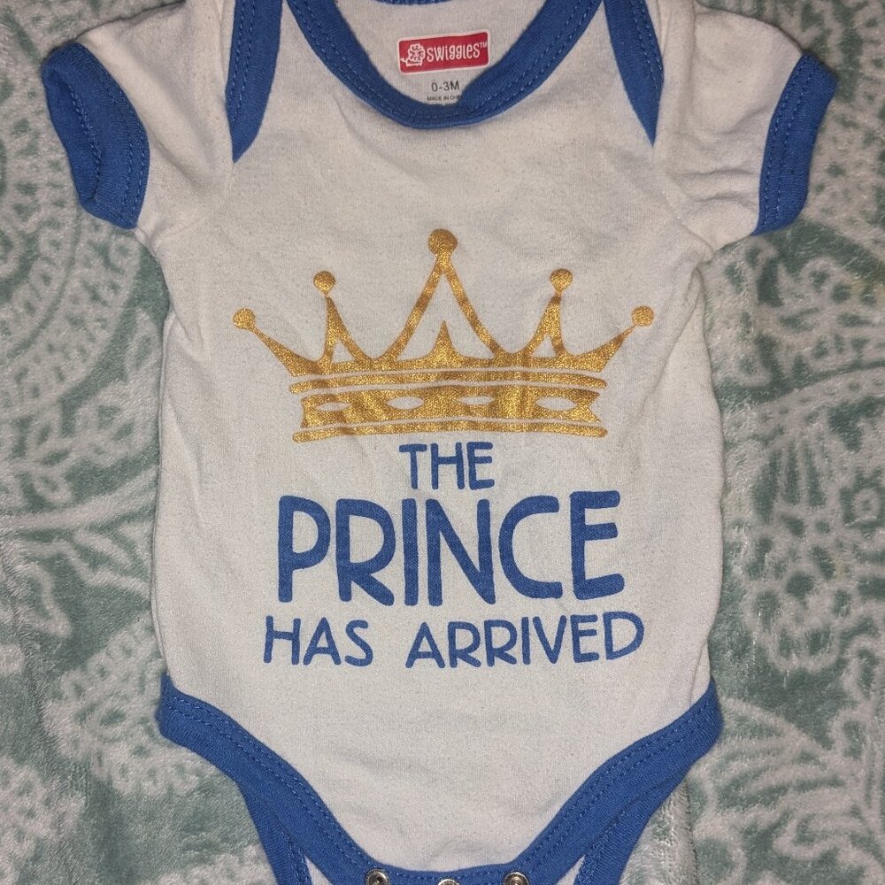 Swiggles Baby Onsie - The Prince Has Arrived, 0-3M
